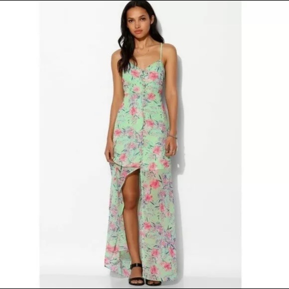 NWOT [love sadie] seafoam/pink floral maxi dress - Picture 2 of 8